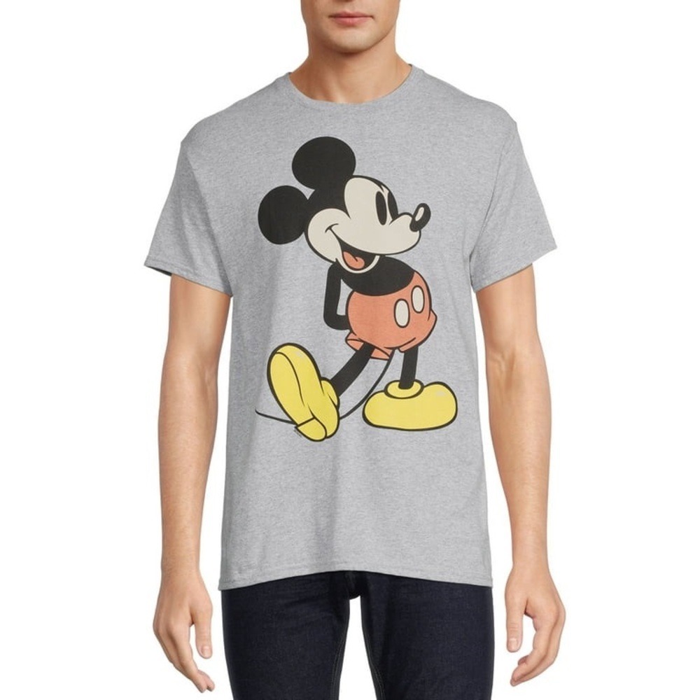 Disney Mickey Mouse Graphic T-Shirt Mens Medium Heather Grey Short Sleeve Tee